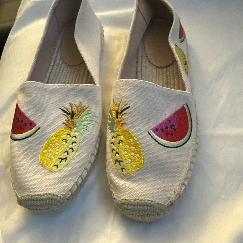 J. Crew Fruit Salad Canvas Espadrilles with Embroidered Fruits Size 10